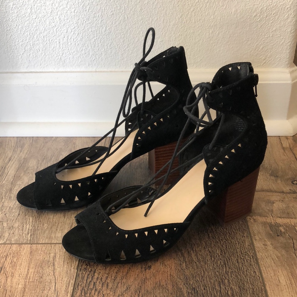 Nine West Black Suede Sandal Block Heels